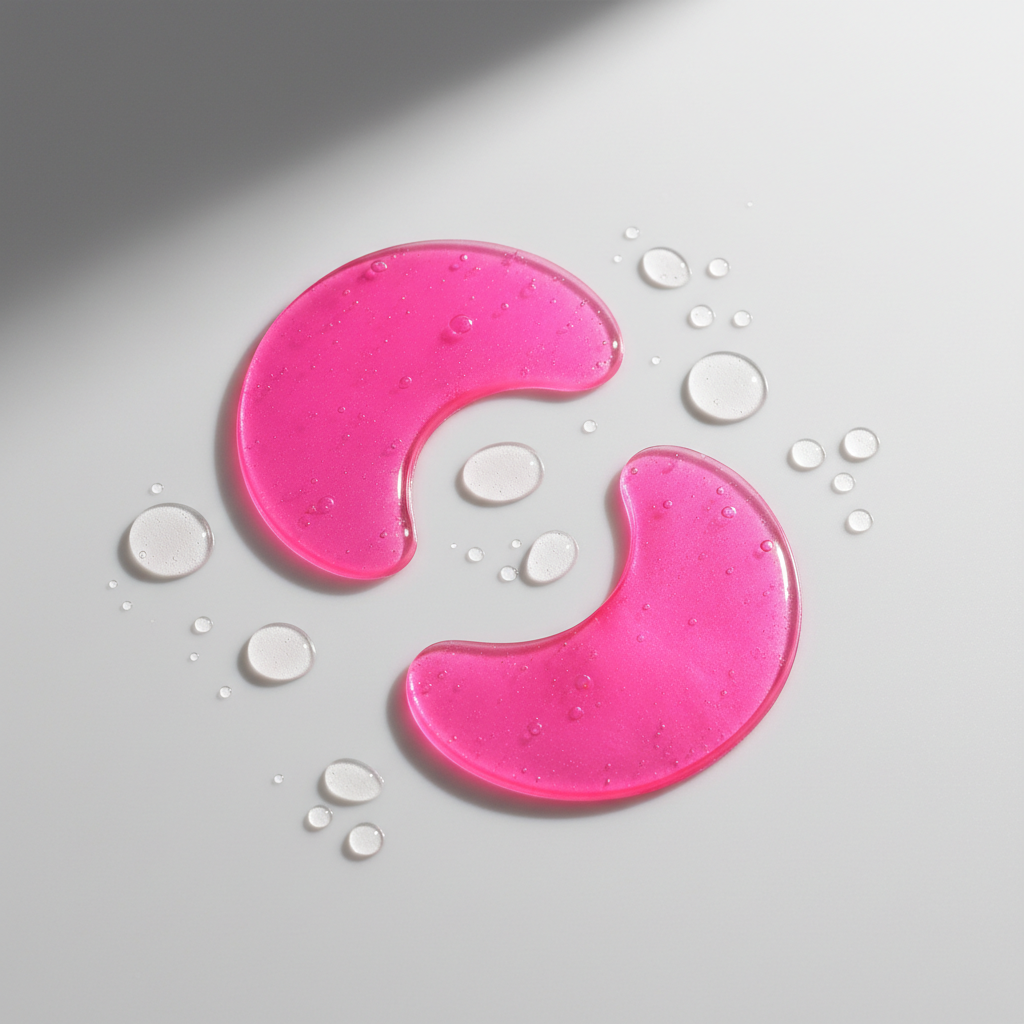 Deux patchs roses avec gouttes de collagène